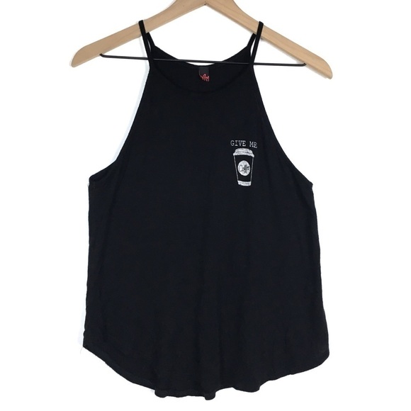 Coffee Cup Tank Top Hi Neck Give Me Coffee & No One Gets Hurt Novelty Shirt Java - Picture 9 of 9